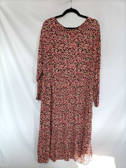 H&M.Vestido largo florecitas rosas T.3XL