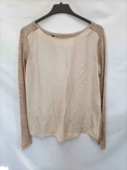 ZARA. Blusa doble textura T.l