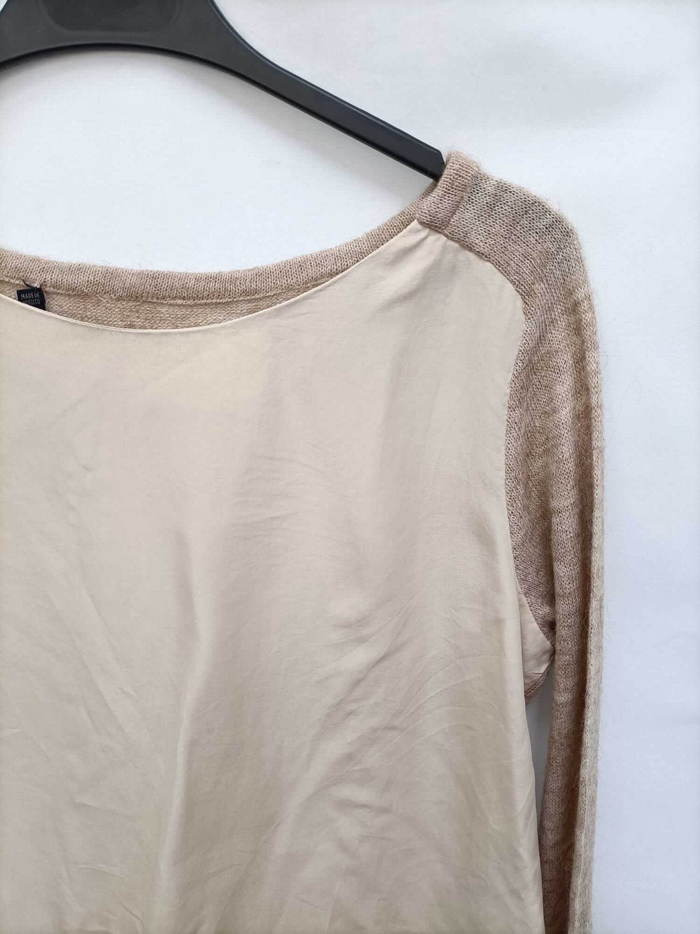 ZARA. Blusa doble textura T.l