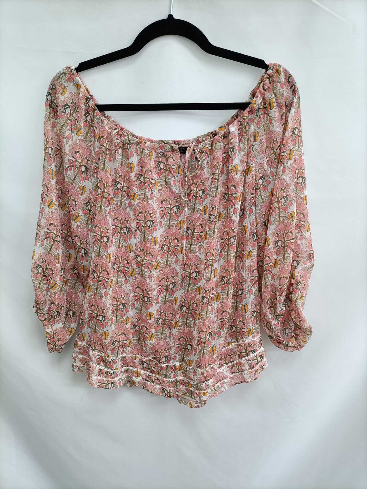 ZARA.Blusa fluida flores T.L