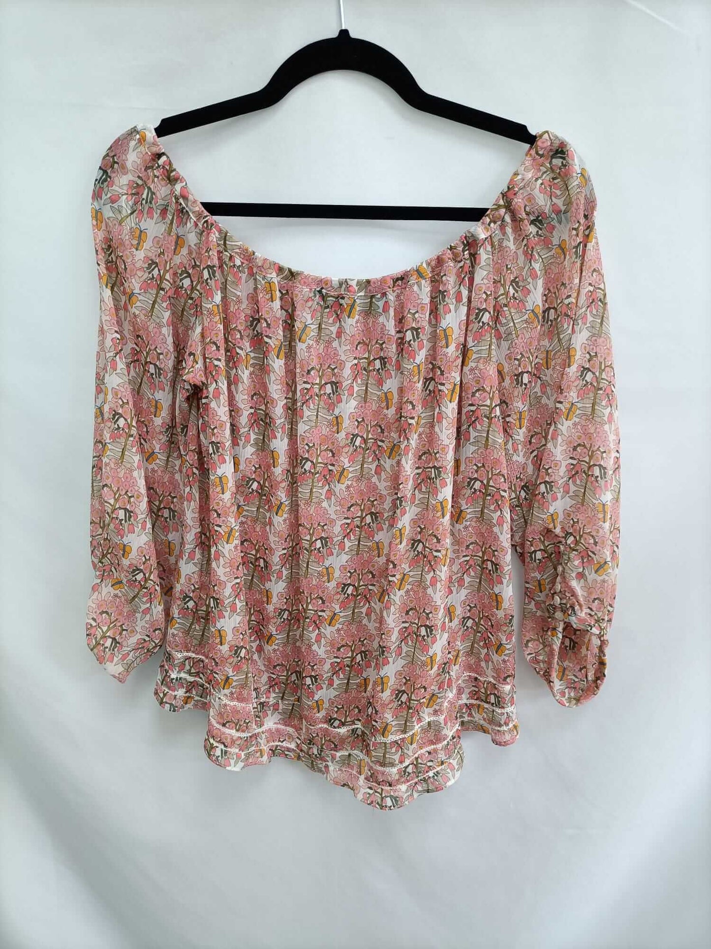 ZARA.Blusa fluida flores T.L