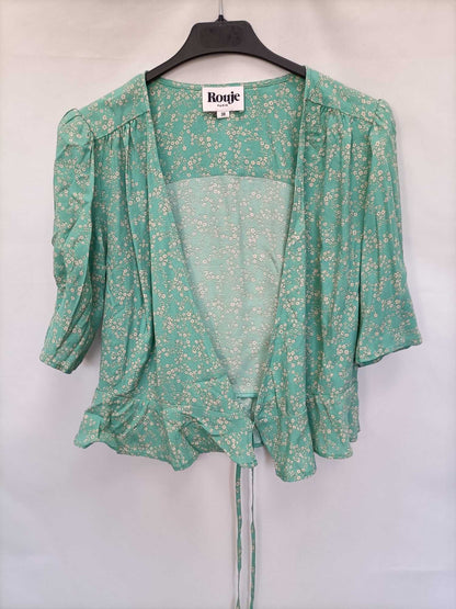 ROUJE.Top/sobrecamisa verde flores T.38