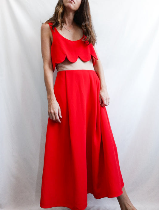 ZAYAN THE LABEL. Vestido midi rojo T.s