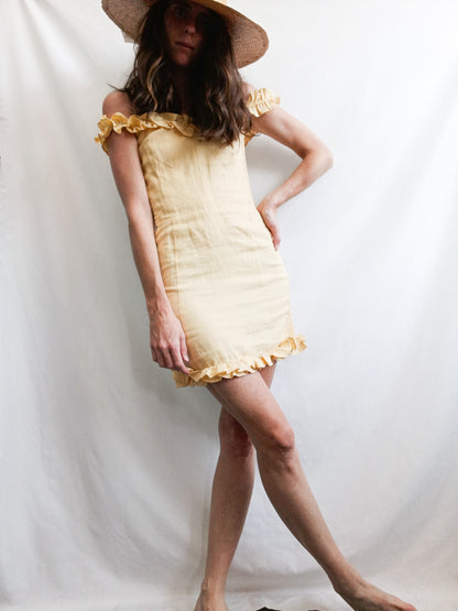 REFORMATION. Vestido corto amarillo T.6 (s)