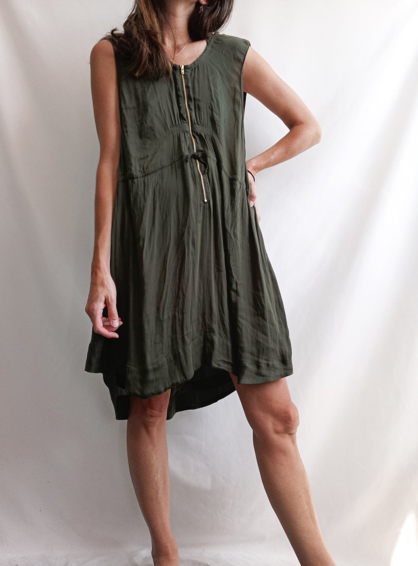 ISABEL MARANT.Vestido verde fluido T.s