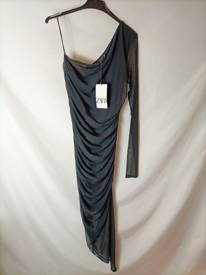 ZARA.Vestido negro tull T.m