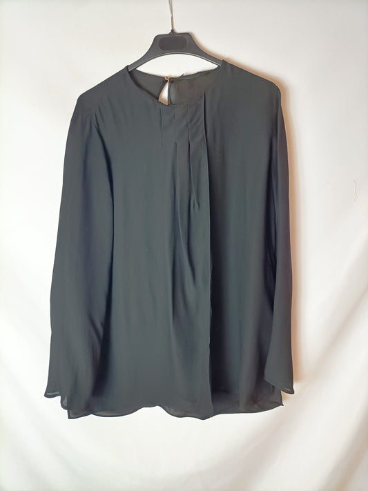 MASSIMO DUTTI. Blusa negra fluida T.38