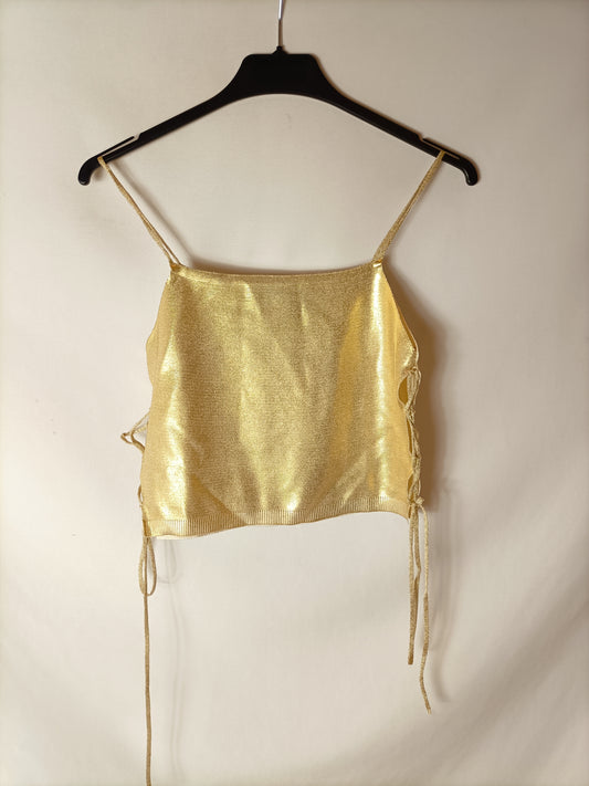 ZARA. Top dorado punto T.s