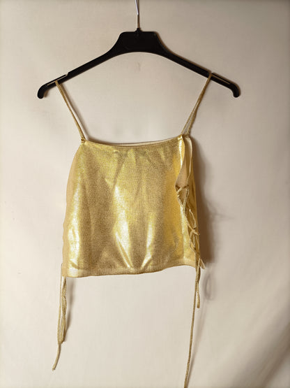 ZARA. Top dorado punto T.s