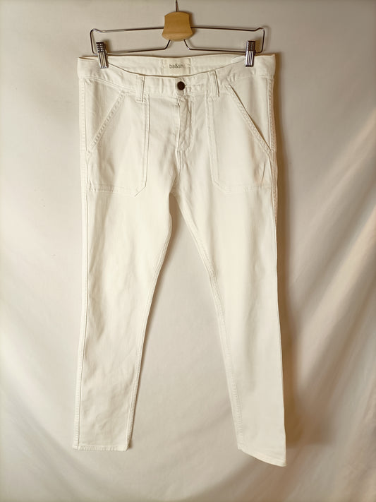 BA&SH. Pantalones pitillo blancos bolsillos. T 38