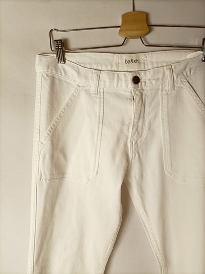 BA&SH. Pantalones pitillo blancos bolsillos. T 38