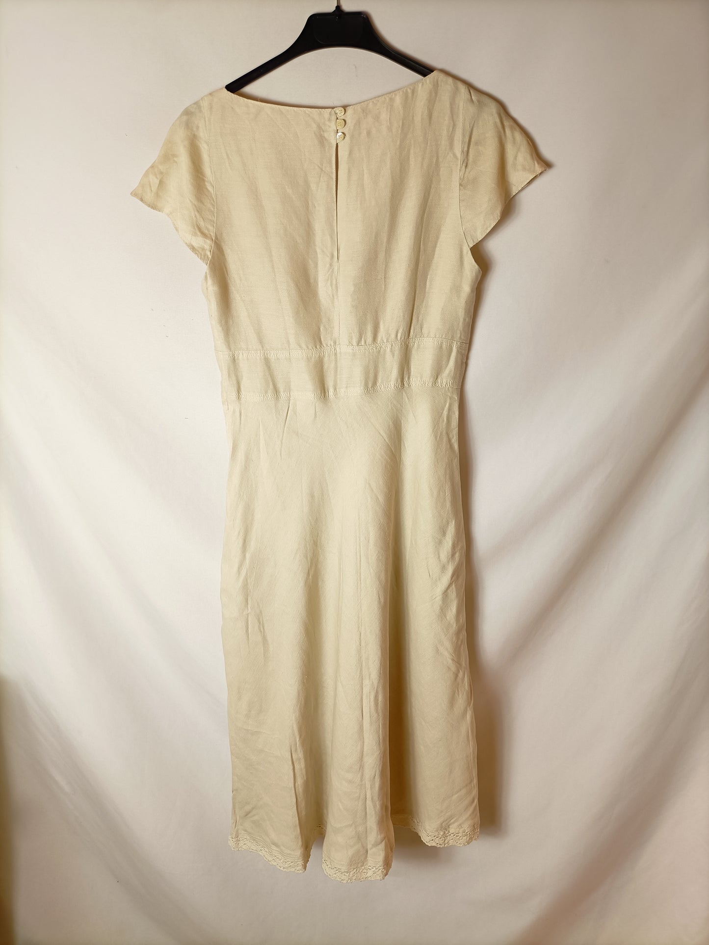 ZARA. Vestido midi beige T.m