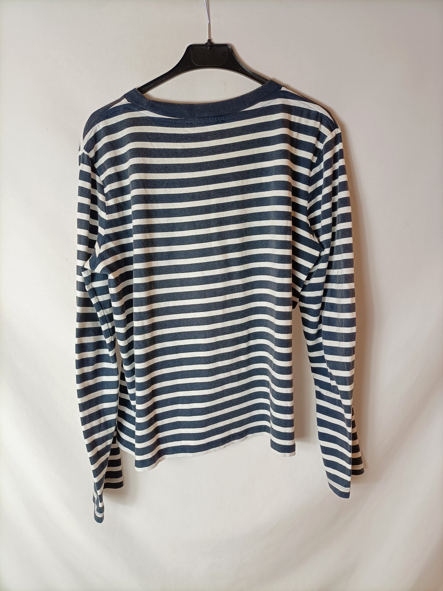 ZARA. Camiseta azul rayas T.l