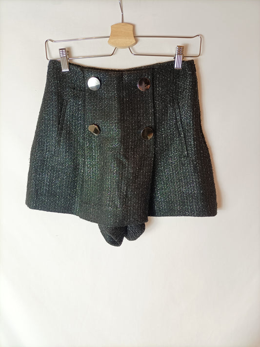 ZARA. Shorts tweed negro T.s