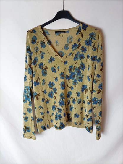 TORRADAS. Jersey dorado flores T.u(m/l)