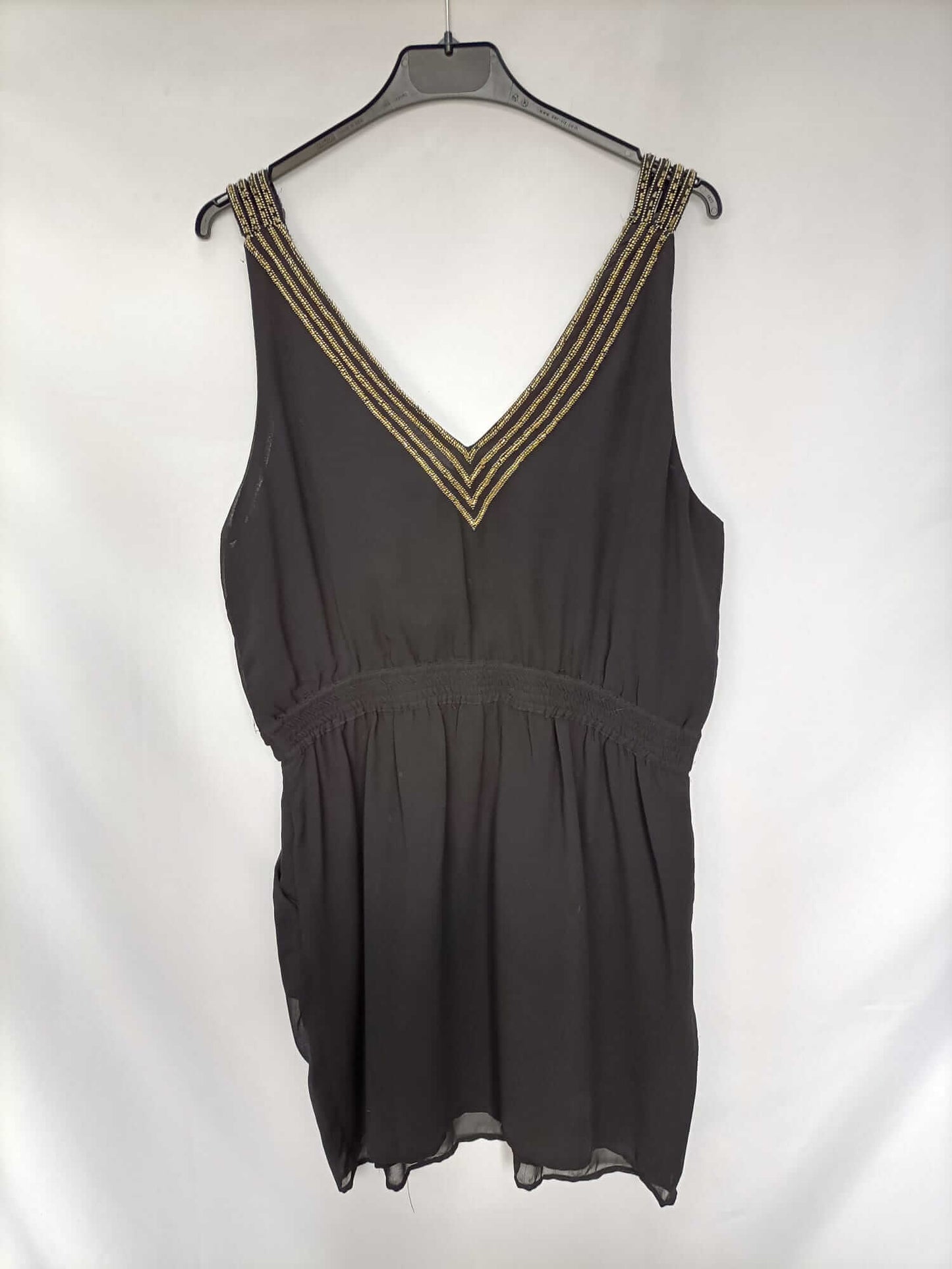 MANGO.Vestido corto formal abalorios T.L