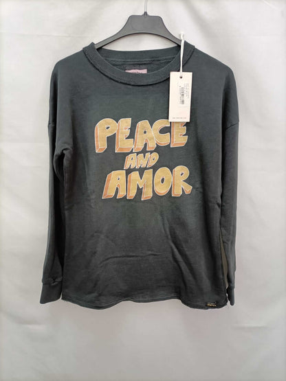 DEAR TEE.Sudadera gris "peace and love" T.s