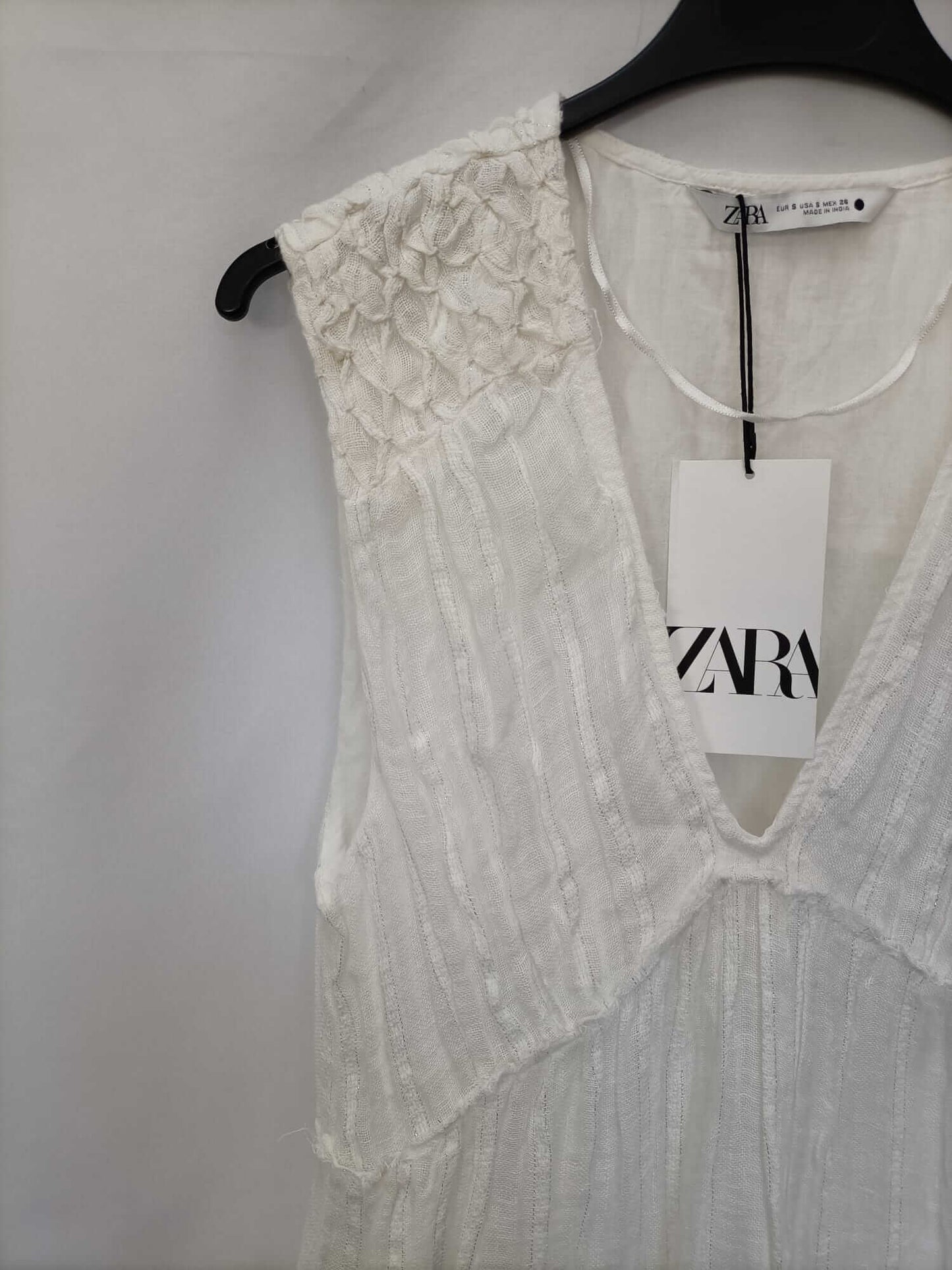 ZARA.Vestido largo lino T.s