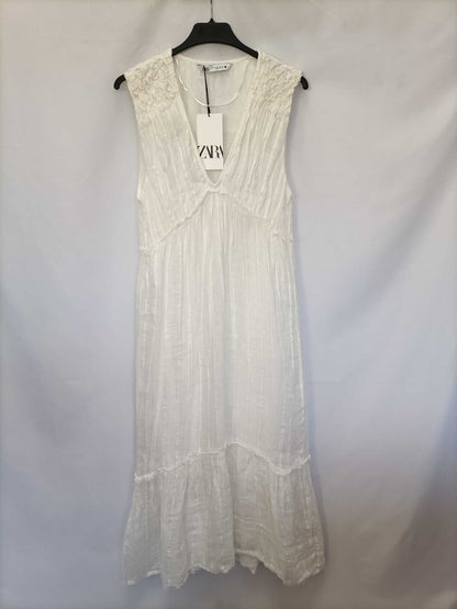 ZARA.Vestido largo lino T.s