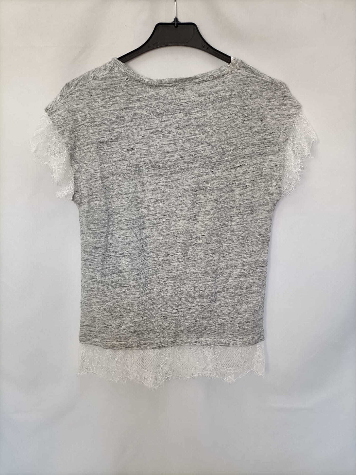 ZARA.Camiseta gris jaspeada T.s