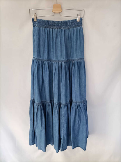 ZARA.Falda larga denim T.xs