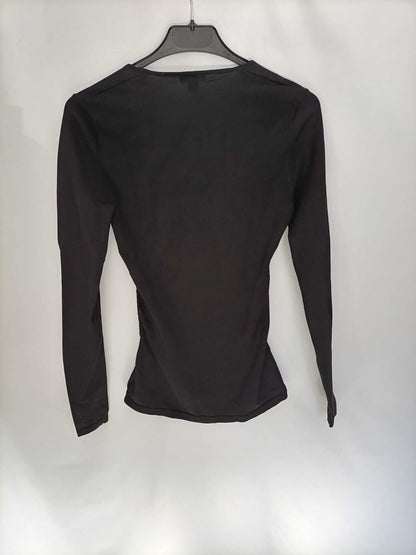 ANN TAYLOR.Top punto negro fruncido T.xs