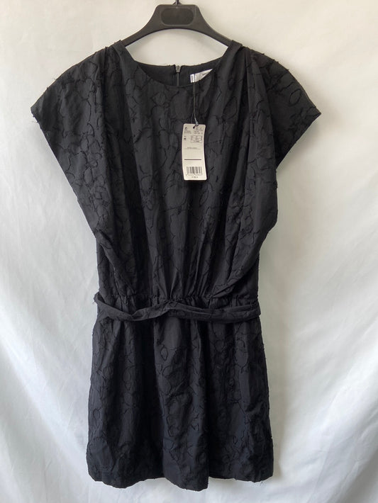 MANGO.Vestido negro textura T.m