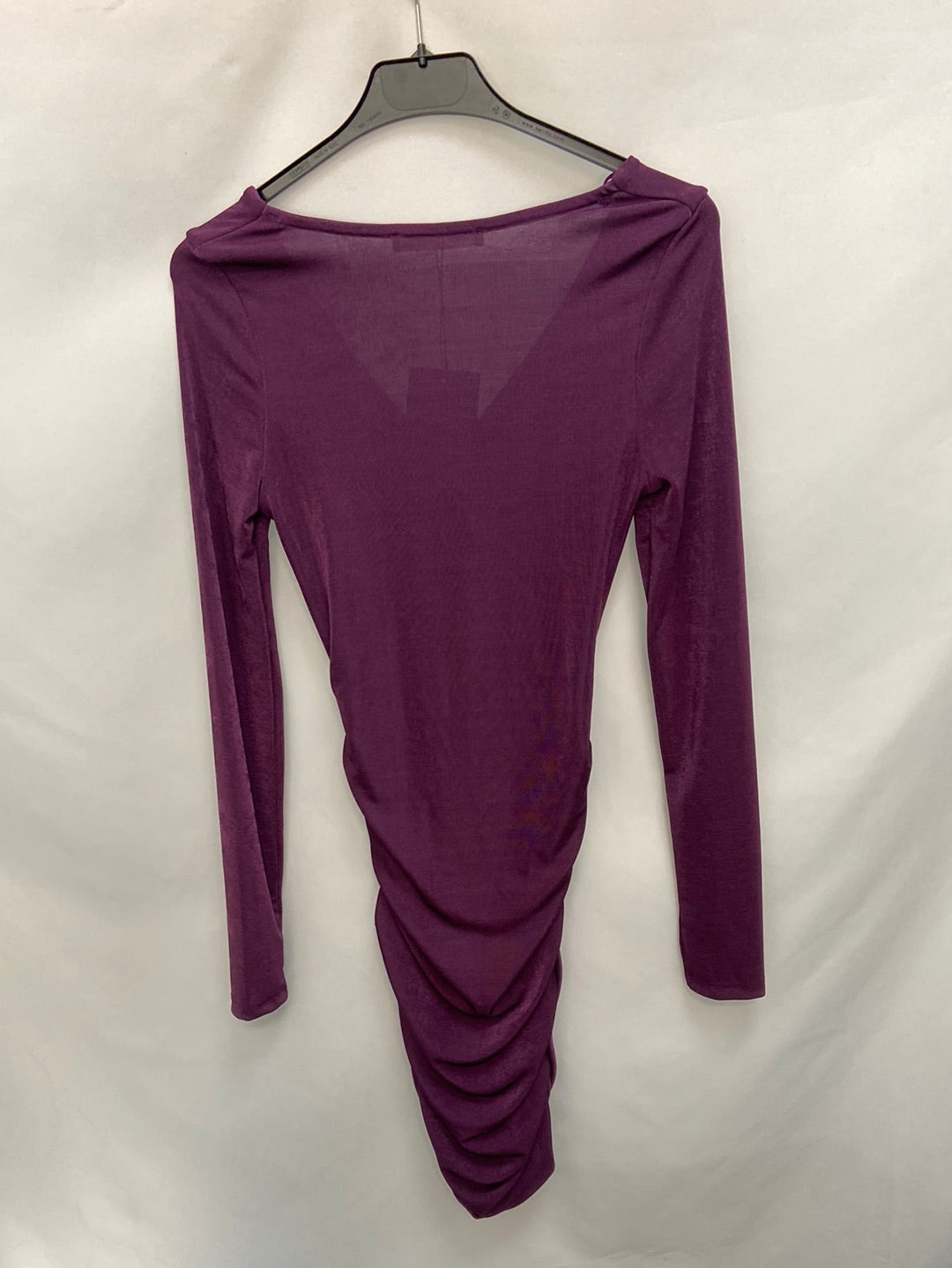 PULL&BEAR.Vestido corto fruncido morado T.s