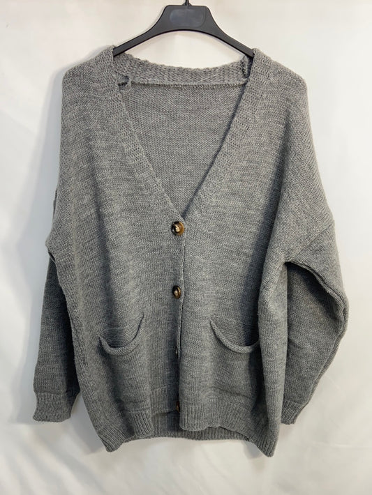 OTRAS. Chaqueta lana gris oversized T.s (m o l)