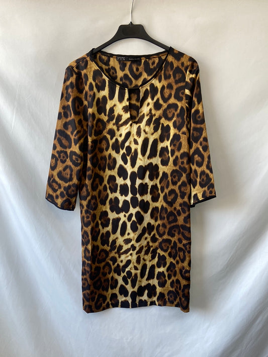 ZARA. Vestido corto animal print T.s