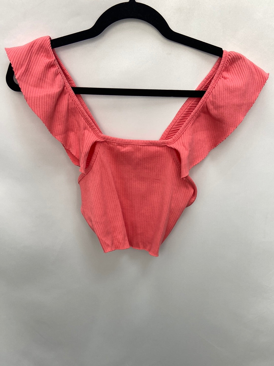 ZARA.Croptop rosa volantes con T.s