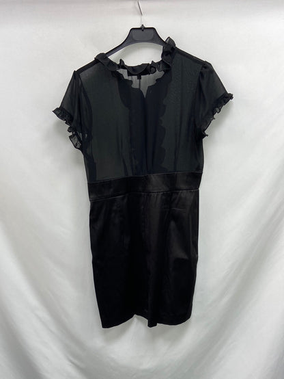 CHIARA B.Vestido negro doble textura T.44 (s)