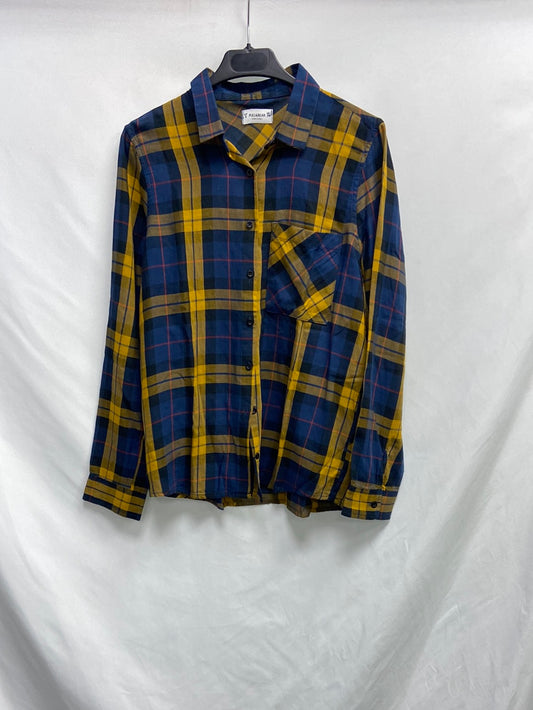 PULL&BEAR. Camisa cuadros T.m