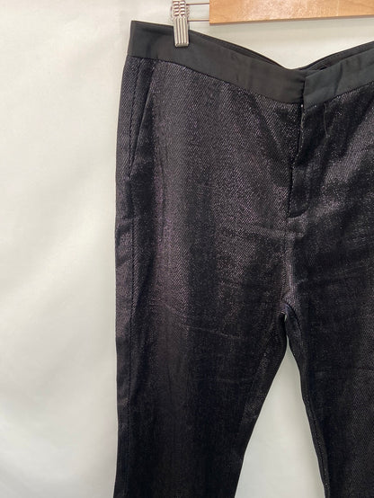 ZARA. Pantalones hilos plata satinados T.42