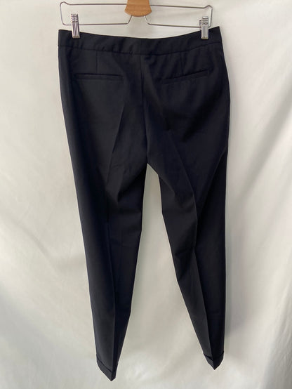 MASSIMO DUTTI.Pantalones pinza traje rayas monocromático T.38