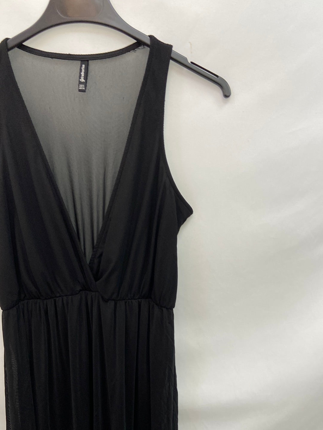 STRADIVARIUS.Vestido midi gasa negro T.s