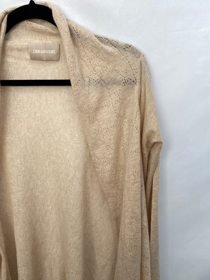 ZADIG&VOLTAIRE.Chaqueta cashemere asimétrica beige troquelada TU(m)