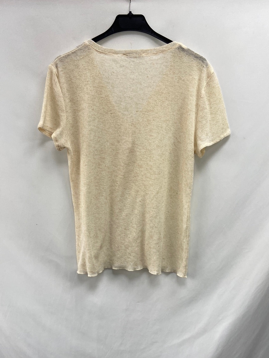 ZARA.Camiseta beige jaspeada botones T.XL