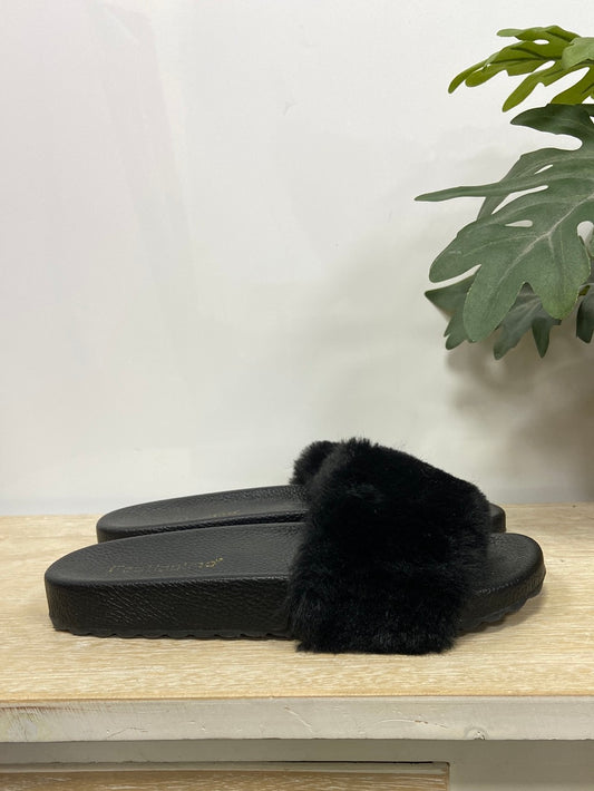 OTRAS. Sandalias/chanclas pelito negro T.38