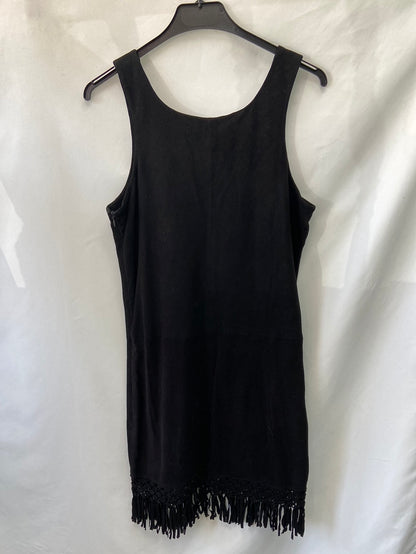 MAJE.Vestido antelina negro flecos T.2(m)