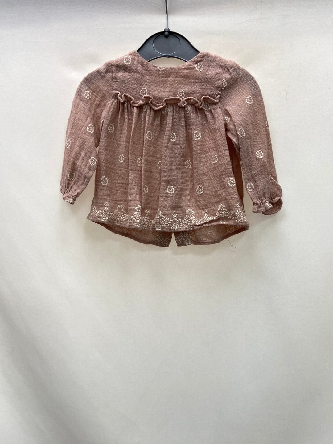 ZARA.Top rosa bordado 1-3 meses