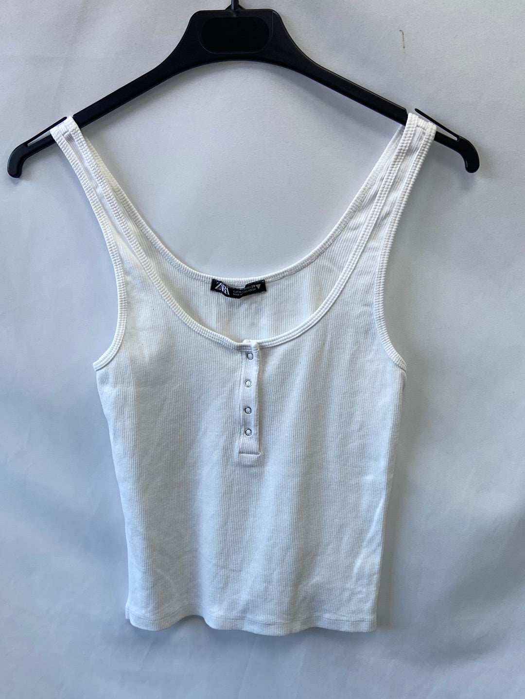 ZARA.Top punto blanco T.M