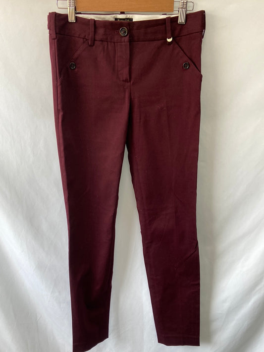 MASSIMO DUTTI.Pantalones vestir burdeos T.36