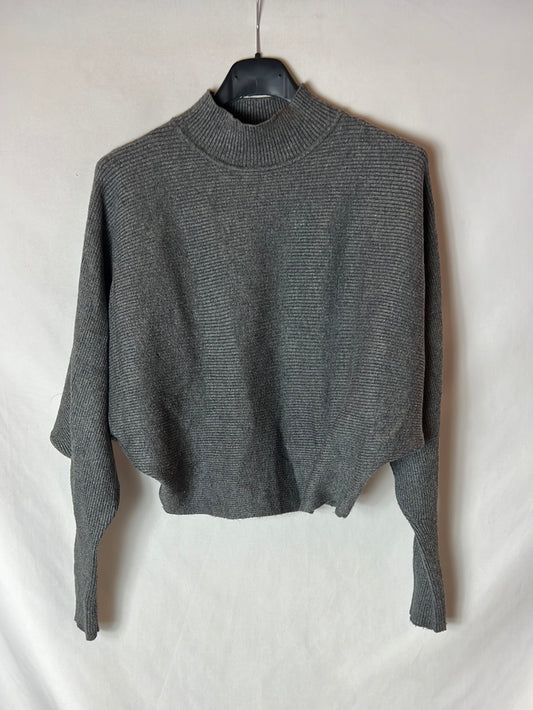 ZARA. Jersey gris cuello perkins T.s