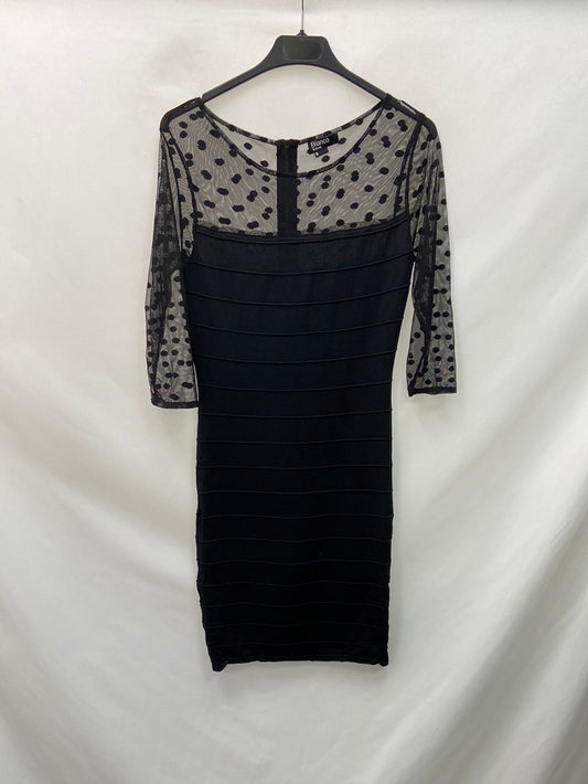 BLANCO.Vestido negro doble textura T.s