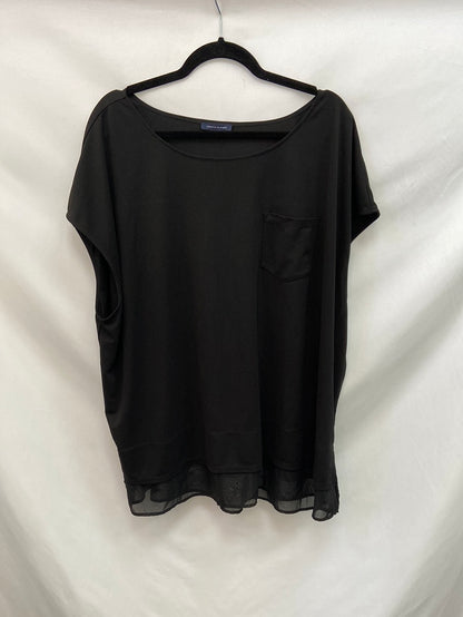 TOMMY HILFIGER. blusa negra manga corta fluida T.46