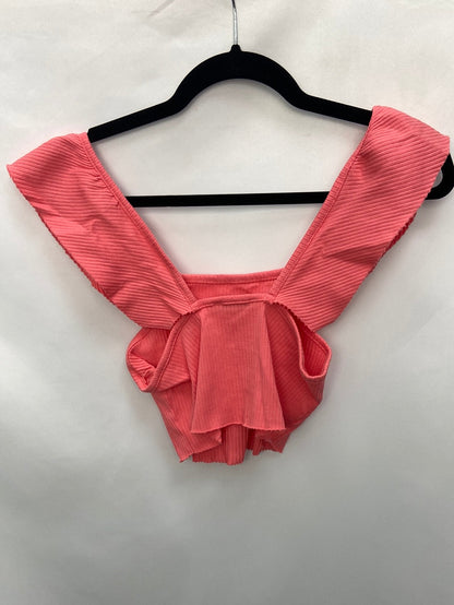 ZARA.Croptop rosa volantes con T.s