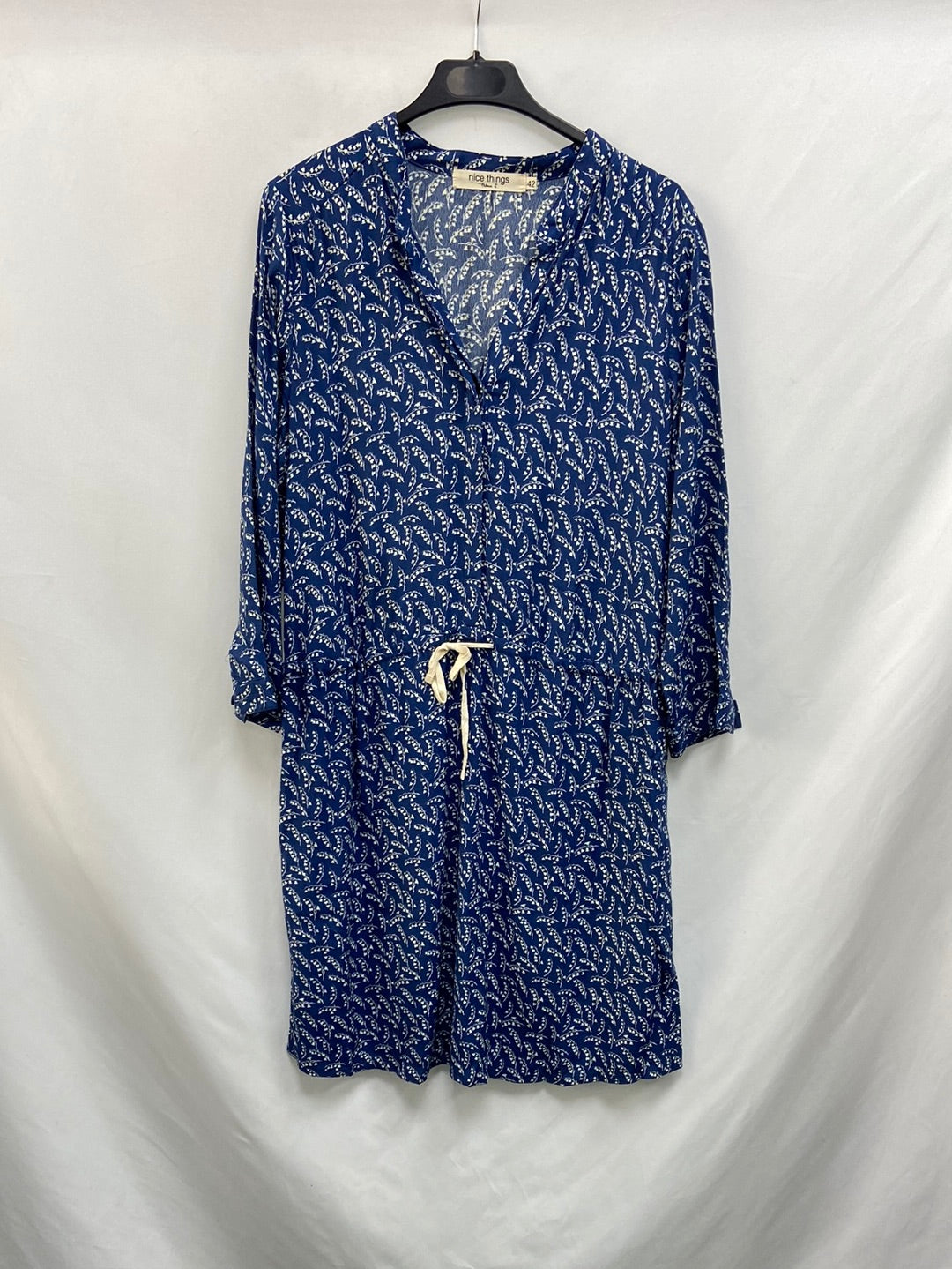 NICE THINGS.Vestido azul estampado T.42