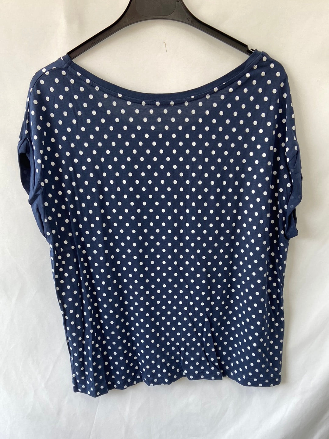 ZARA.Camisera amplia azul lunares elástica T.S