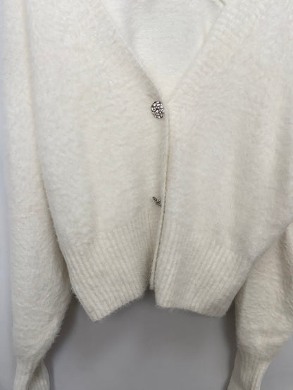 H&M.Chaqueta blanca pelito botones joya T.zs